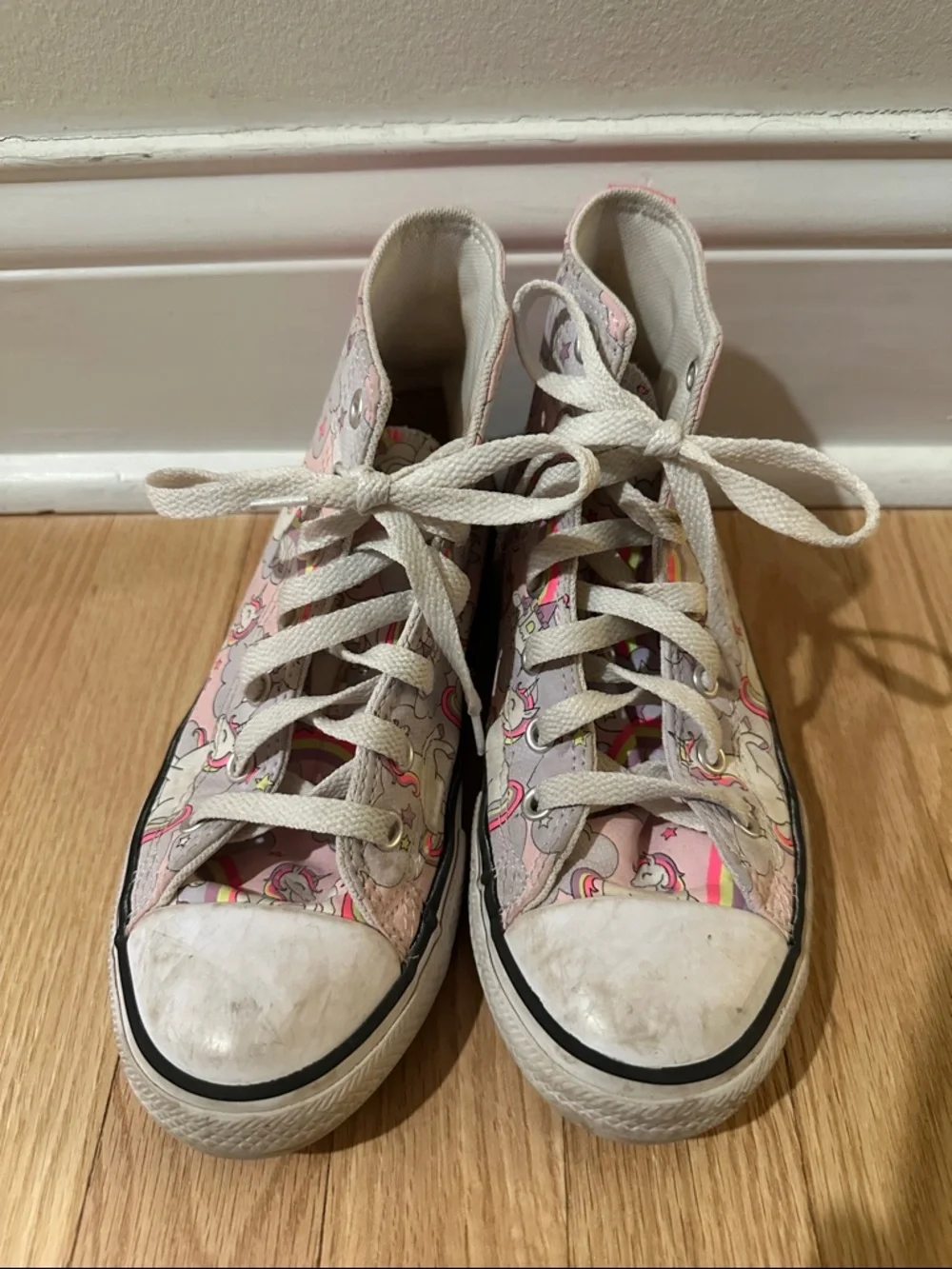 Girls Pink Unicorn High Top Converse